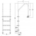 Emaux  1.5" stainless steel NMU ladder (3-step)
