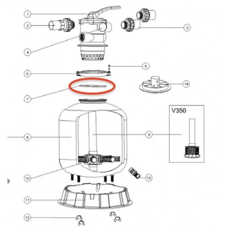 Joint  torique pour filtre Emaux V Series MPV07