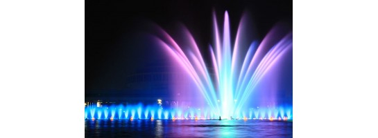 Eclairage fontaine et plan d'eau