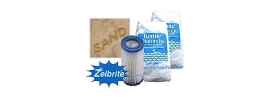 Média filtrant: sable, zéolite, verre, cartouches, poudre diatomée